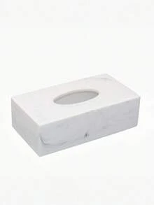 1 Pc Of Resin Bathroom Fixtures For A Model Bathroom; Tissue Box (Marble Pattern Random); Freely Combinable To Your Liking. - White - View 4