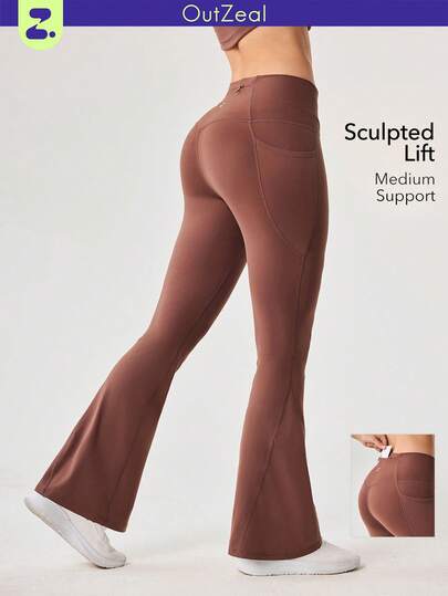 OutZeal Women Tummy Control Moisture Wicking Crossover Waist Flared Sports Legging Daily Casual