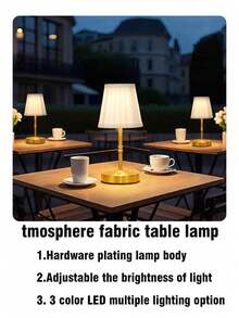 1 Peça Lâmpada de Mesa de Tecido LED Recarregável por USB, Bateria Recarregável Embutida com Longa Duração, 3 Modos de Temperatura de Cor Toque Dimmer, Lâmpada de Mesa Portátil para Área Externa Pátio Jardim, Quarto Sala de Estar Sala de Jantar Interna, Luminária Portátil para Camping - Multicolor - Visão 5