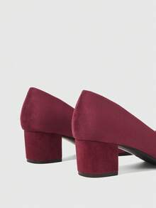 Sleekvia Women's Pointed Toe Buckle Design Fashionable High Heels, Versatile For Daily Wear - Burgundy - View 9