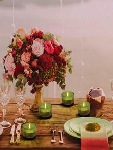 مجموعة حامل شموع 4/12/24/36 قطعة، حامل شموع زجاجي صغير بقياس 2 بوصة * 1.4 بوصة (بدون شموع)، مثالي لوسط طاولة الزفاف وديكور حفلات المناسبات المنزلية، هالوين، مخيف، خريف، شتاء، عطلات، مهرجانات، ديكور الغرف، هدايا - أخضر عسكري - مشاهدة 4