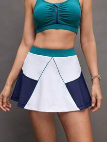 Activina 女士休闲撞色高尔夫运动裙裤 - 藏蓝色 - 查看 3