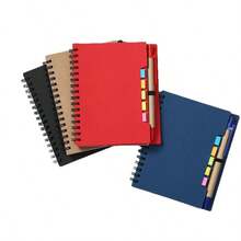 Slanted Colored Card Pen Design Notepad, Comes With A Pen, 100G Paper, Spiral-Bound Sticky Notes, Premium Notebook, Perfect Gift! School Supplies, Back-To-School Essential - Multicolor - View 2