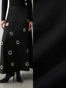 Maija 女士镂空黑色长袖连衣裙 - 黑色 - 查看 1