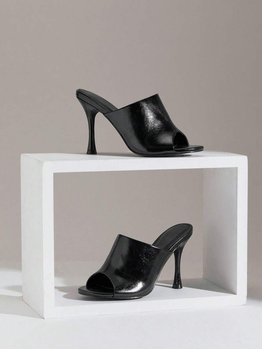 SHUZIA Giày sandal cao gót mũi nhọn kiểu dáng tối giản thanh lịch dành cho nữ. - màu đen - Xem 1