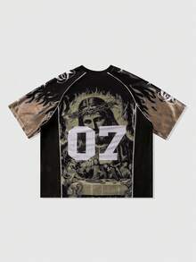 ROMWE MEN Goth Áo thun thể thao tay ngắn vải lưới chắp vá dành cho nam, áo thể thao - màu đen - Xem 2