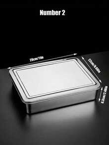 Madebyblanc 1pc/2pcs A Stainless Steel Square Flat Plate With A Lid, Suitable For Tiramisu, Baking And Serving Dishes - Multicolor - View 17