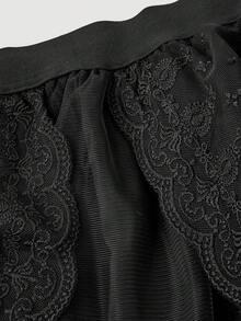 SHEIN MOD 大码复古黑色蕾丝网纱哥特风长裙，适合派对、舞会、情人节约会 - 黑色 - 查看 3