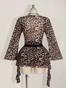SHEIN ICON Bộ áo và chân váy in họa tiết da báo dành cho nữ cỡ lớn. - Nhiều màu - Xem 2