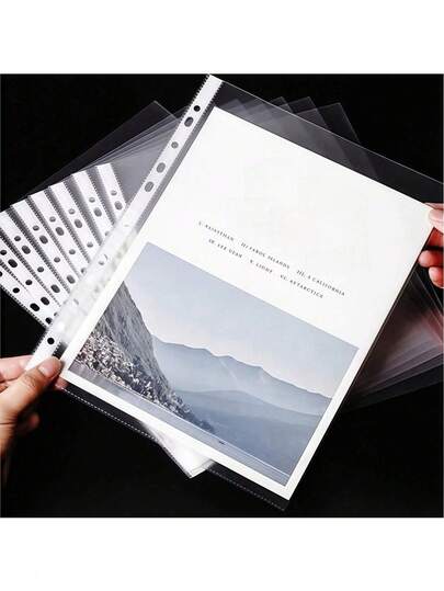 50/100 pezzi Cartelline in plastica trasparente A4 - Compatibili con raccoglitore ad anelli a 11 fori, Buste portadocumenti in PP durevoli per ufficio, scuola, organizzazione domestica (100 pezzi), Cartelline per forniture per ufficio, per archiviazione documenti e organizzazione di cancelleria scolastica, Retro rinforzato e impermeabile, Ritorno a scuola