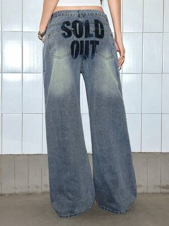 Grunge Punk Jeans en denim imprimé casual pour femmes