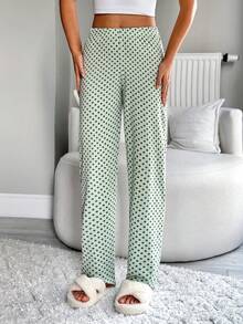EURMUSE Quần pajama chấm bi, quần dài mặc nhà bằng cotton mềm mại với cạp chun, quần ngủ thoáng khí, đồ mặc nhà thoải mái, vừa vặn – Giá cả phải chăng - màu xanh lá - Xem 3