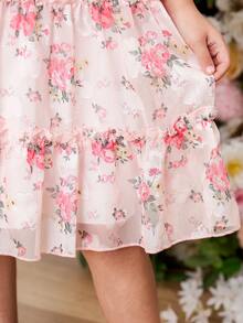 Elladie kids Đầm hoa không tay dáng phồng in hình hoa hồng cho bé gái 2-5 tuổi, khóa kéo phía sau, thanh lịch, đa năng, ngọt ngào và dễ thương, kiểu đầm công chúa thích hợp mặc hàng ngày, mùa xuân/hè. - Hồng - Xem 8