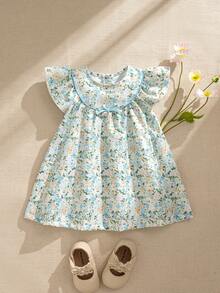 Souflis Souflis 女宝宝夏季新款条纹樱桃印花荷叶袖荷叶领红色滚边蝴蝶结装饰后襟简约时尚公主裙 - 彩色 - 查看 2