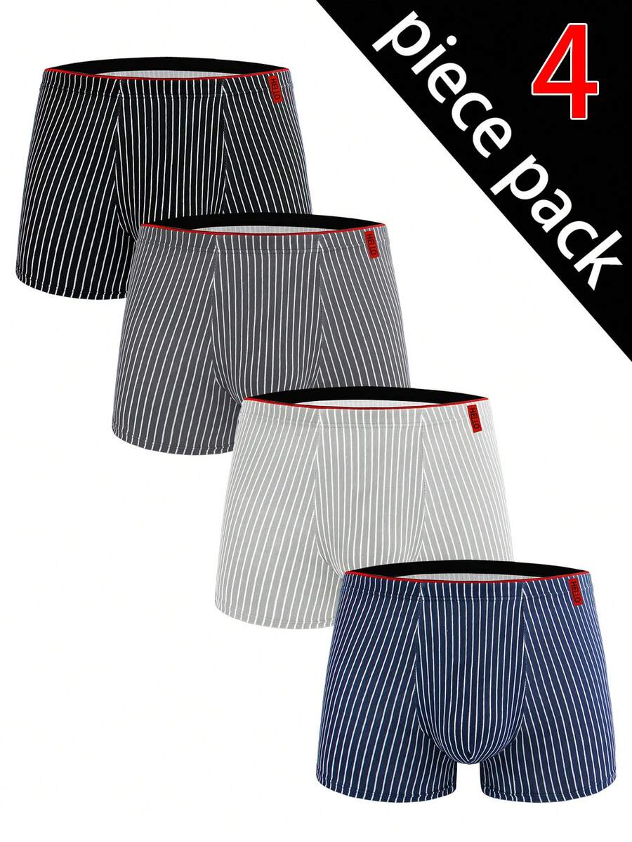 Velminro 男士条纹印花贴布休闲平角内裤 - 彩色 - 查看 1