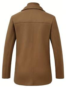 Manfinity Mode Áo khoác nam màu trơn pha len, trang phục thường ngày mùa thu/đông, áo khoác ngoài nam màu nâu cashmere, quần áo mùa thu cho nam, trang phục mùa đông cho nam, phong cách cổ điển, thích hợp cho sinh hoạt hàng ngày, những chuyến đi cuối tuần, hoạt động ngoài trời, du lịch, môi trường làm việc thoải mái hoặc các dịp bán trang trọng, quà tặng cho bạn trai/chồng, quà tặng kỷ niệm/sinh nhật, quà Giáng sinh, năm mới, đám cưới. - Màu Khaki - Xem 2
