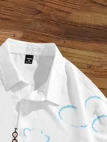 Manfinity Joysei Men's Casual Graffiti Print Loose Cropped Shirt, Spring