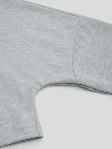 Sweetra 纯色简约露肩宽松舒适短袖长袖卫衣 - 黑色 - 查看 8