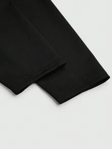 Sweetra 纯色简约露肩宽松舒适短袖长袖卫衣 - 黑色 - 查看 13