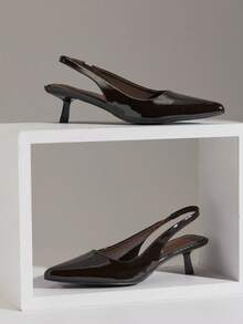 SHUZIA Women's Elegant Sexy Point Toe Kitten Heel Slingback Pumps - Chocolate Brown - View 5