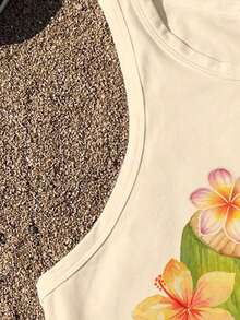 Tseoso Casual Minimalist Coconut Shell Flower Print Round Neck Tight Fit Women Tank Top, Suitable For Summer Spring - Apricot - View 5