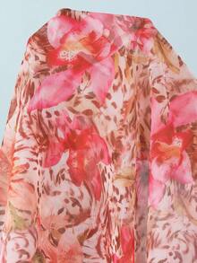 Swim Vcay 3 pièces Ensemble de maillot de bain à col ras-du-cou avec décoration métallique, imprimé aléatoire, printemps/été pour femmes