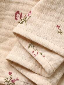 DAZY Camicia da notte lunga da donna con patchwork floreale, bordi a contrasto e cinturino largo in vita - Albicocca - Visualizzare 9