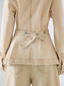 LYSMO 2026新款极简主义春夏女式V领长袖单排扣休闲牛仔衬衫/春季女装/春假/情人节/女士情人节/情人节/女士生日/生日/女士外出上衣/女士休闲衬衫/女士度假/Y2K/2000年代风格 - 杏色 - 查看 7