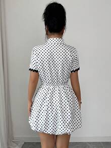 Rafferiza Women's Elegant Button-Up Waist Ruffle Shirt Dress - White - View 2