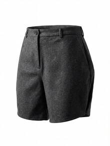 Franclia Culottes plissées en mélange tricoté grande taille pour femmes, design enveloppant, inspiré, poches, porter casual au quotidien, coupe ample, automne/hiver - Gris foncé - Voir 5