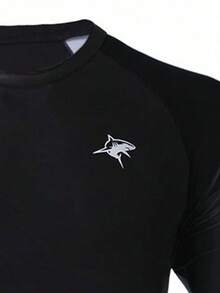 Manfinity KASUA Men's Letter Print Ombre Long Sleeve Rash Guard Swimwear Top - Multicolor - View 3