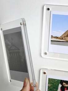 3/6/12pcs Magnetic Acrylic Refrigerator Magnet Photo Frame, Diy Photo Wall, 3-Inch Magnetic Photo Card Display Board - White - View 5