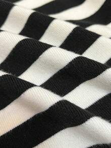 SHEIN Frenchy 条纹罗纹针织衫，长袖上衣，秋冬季针织衫