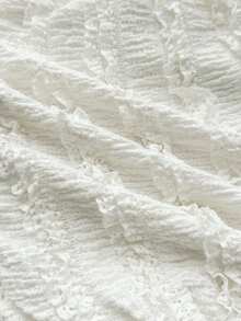 Tween Girls Textured Knit Asymmetric Hem Camisole Tank Top, Fitted Lace Trim Cami For Vacation, Afternoon Tea, Beach - White - View 6