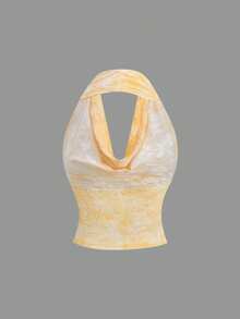 Opulessa Summer Spring Vacation Elegant Casual Going Out Beach Women's Cutout Stylish Fitted Blouse, Versatile Wear - Yellow - View 8