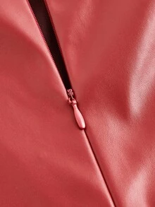 Siren Gaze 女士休闲时尚90年代街头拍摄春秋季纯色褶皱领PU背心无袖上衣外出上衣秋季女装上衣 - 紅木色 - 查看 5