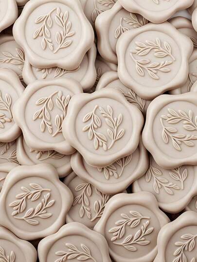 30 PCS Olive Branch Wax Seal Stickers, Wedding Party Invitation Envelope Seals Self Adhesive Wax Stickers For Invitation, Greeting Cards, Gift Wrapping-Beige