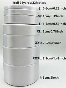 1卷缎带，适用于手工蝴蝶结制作、婚礼装饰、礼品包装、DIY工艺品、花艺布置、派对用品，多种颜色和宽度可选。