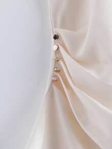 Franclia Women's Satin Blouse, New High-End Gathered Waist Shirt