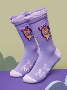 SCOOBY-DOO X SHEIN 1 Đôi tất cổ cao cổ họa tiết chó tím cho nữ - Nhiều màu - Xem 1