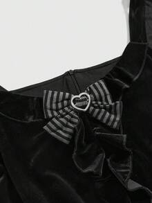 ROMWE Goth Spring/Summer Plus Size Black Sleeveless Patchwork Dress - Multicolor - View 3