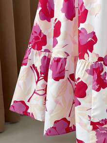 Rometta Đầm nữ cỡ lớn thanh lịch in hoa, cổ vuông, tay phồng, eo thon, kiểu dáng nghỉ mát. - Nhiều màu - Xem 4