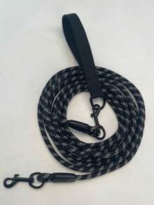 1pc Nylon Round Rope Pet Leash, Explosion-Proof Dog Leash, Reflective At Night, Foam Handle To Prevent Hand Injury. - Black - View 3
