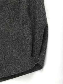 Franclia Culottes plissées en mélange tricoté grande taille pour femmes, design enveloppant, inspiré, poches, porter casual au quotidien, coupe ample, automne/hiver - Gris foncé - Voir 7