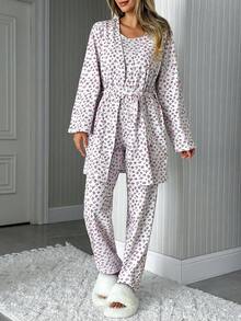 EURMUSE Cotton 3 Pcs Multicolour FLOWER Pattern Homewear Pajama Set - Multicolor - View 4