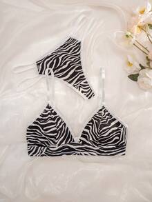 2pcs Women's Printed Wireless Comfortable Bra Set