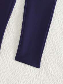 SHEIN Áo tắm liền thân tay dài cổ tròn in hoa cho bé gái tuổi teen, kiểu dáng giản dị, kín đáo, thích hợp cho kỳ nghỉ biển. - Màu xanh lam - Xem 6