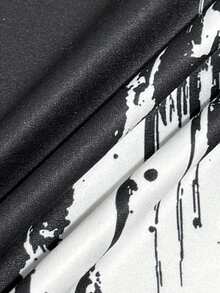 Coolqubz 2pcs/Set Teens Boys Black & White Ombre Splatter Letter Print T-Shirt Set,Summer Street Life Casual Graphic Street Fashion Drippy Outfits For Youth - Black and White - View 3
