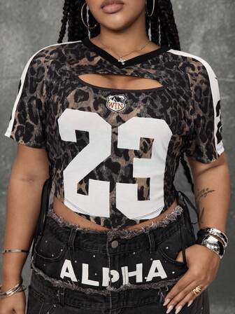 Street Life Camiseta ajustada con número de jersey deportivo sexy de estilo universitario retro para mujer de talla grande