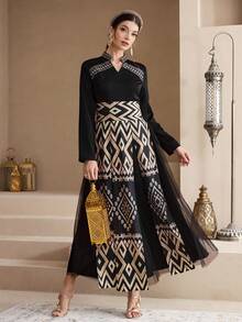 Al Najma Printed Women's Turkish Kaftan, Arabian Dress